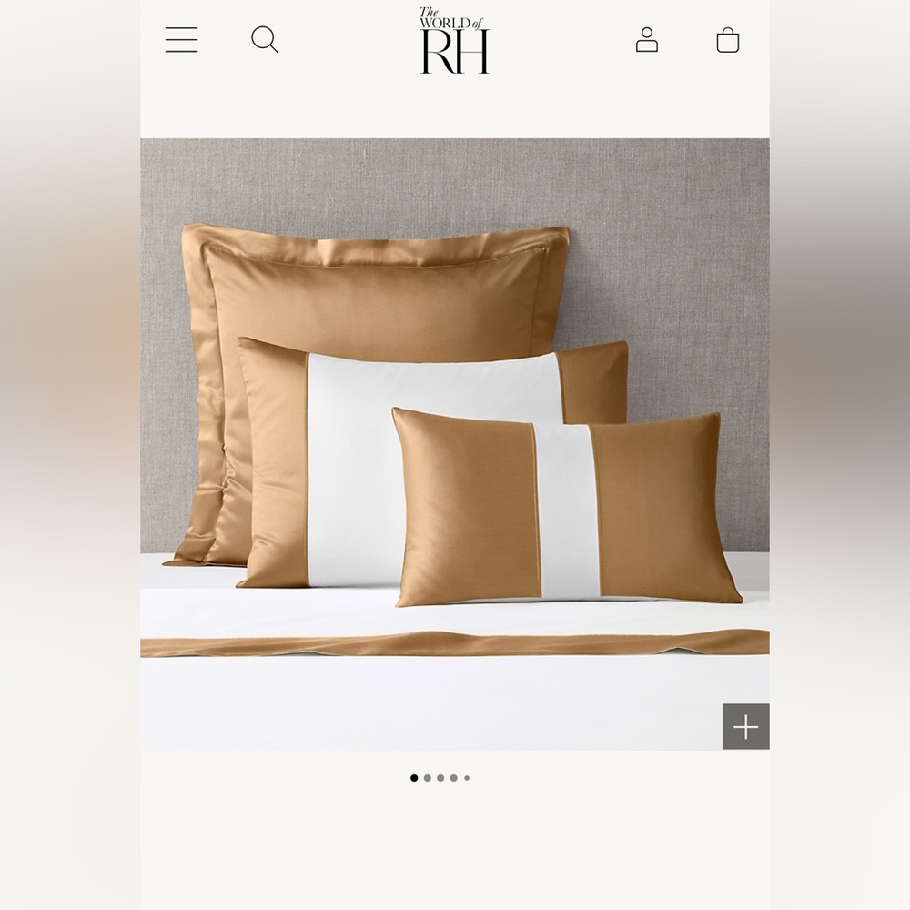 Italian 1000-Thread-Count Sateen Grand Border Euro Sham pillowcases - Camel